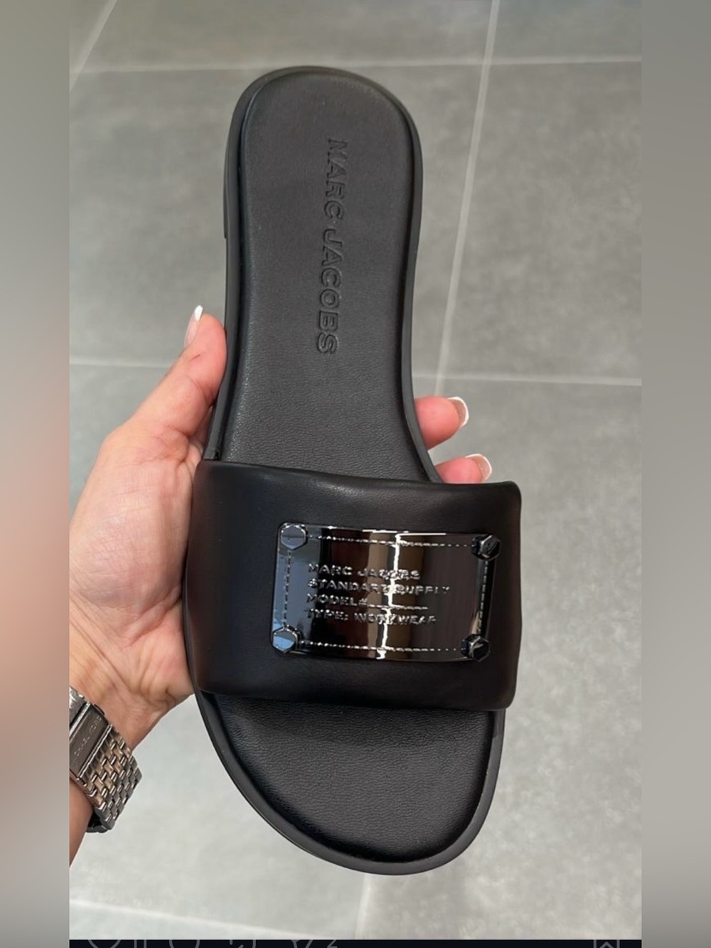 New Marc Jacobs The Standard Supply Black Leather Sandal size 37